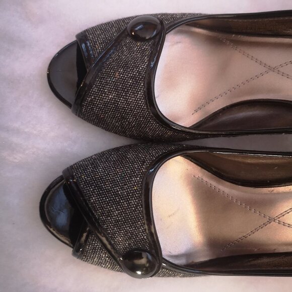 Naturalizer Ladies Size 8.5M Black & Grey Tweed Peep Toe Pumps - Picture 5 of 11